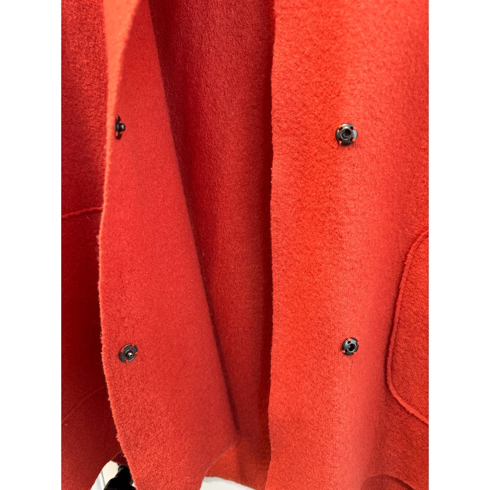 Eileen Fisher Petite Large Burnt Orange Boiled Wool Coat Snap Front Pockets - Picture 7 of 10